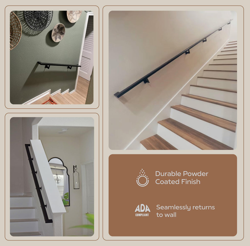 Black 5 Foot Aluminum Handrail Grab Bar Set G48878