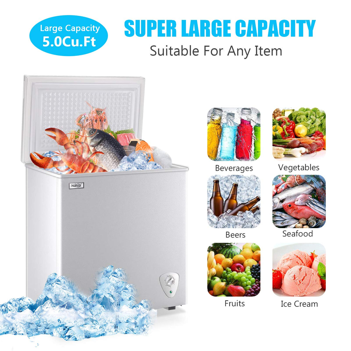White 5.0 Cu.Ft Chest Freezer J843