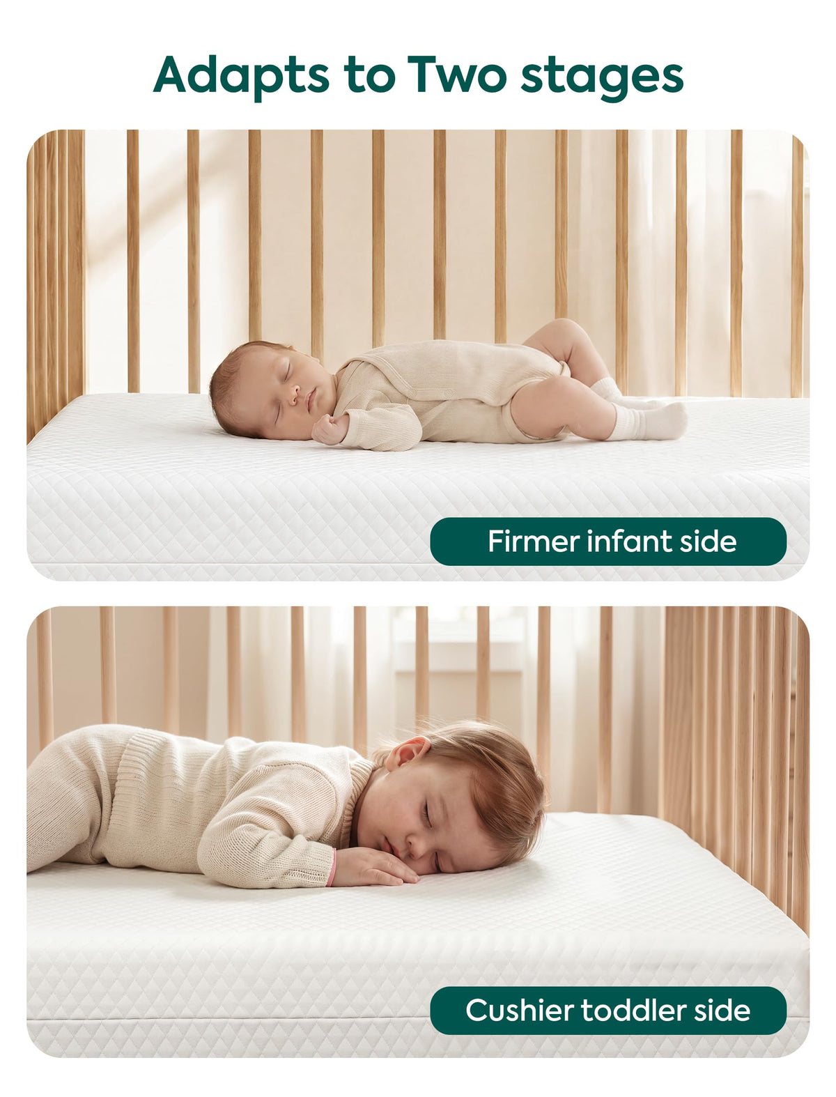 Dual-Sided Memory Foam Waterproof Crib Mattress G41305