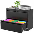 Black 2 Drawer Metal File Cabinet with Lock W71473