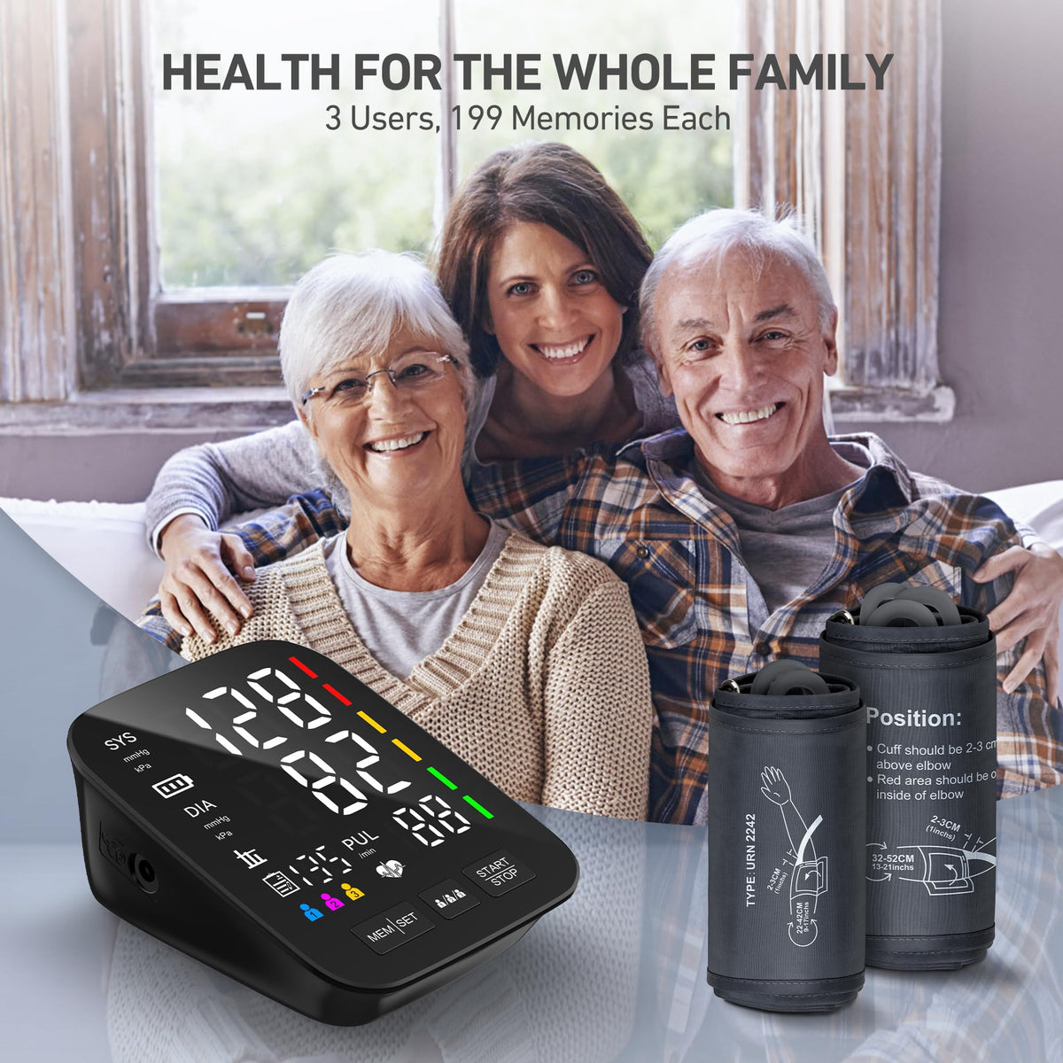 Blood Pressure Monitor with 2 Size Cuffs B19666