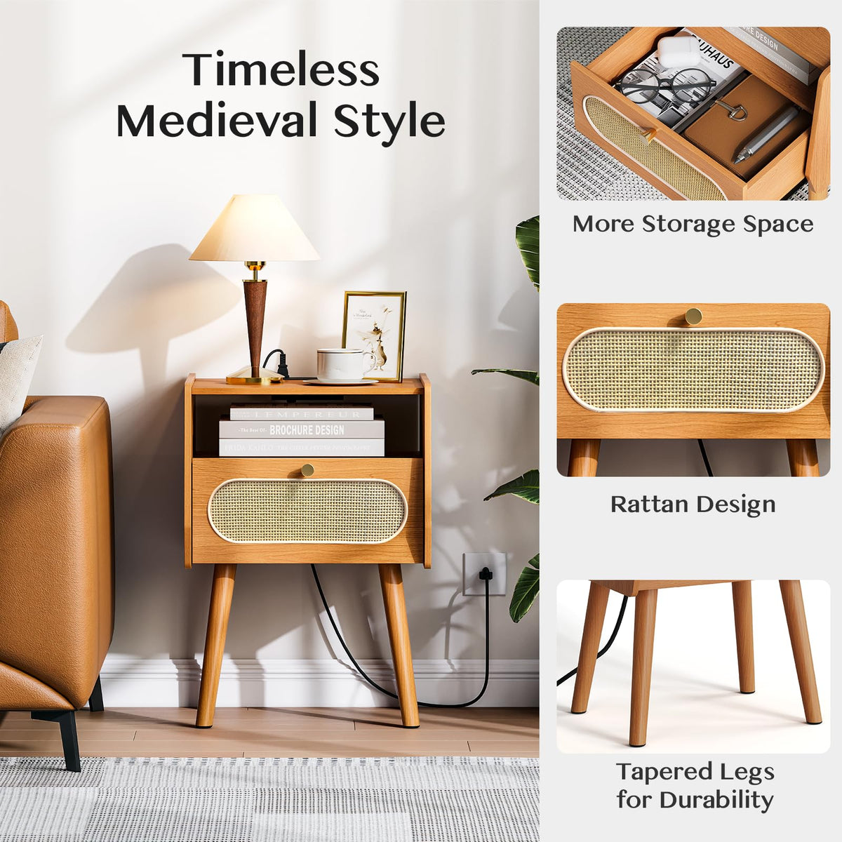Mid Century Modern Nightstand Set of 2 X50146
