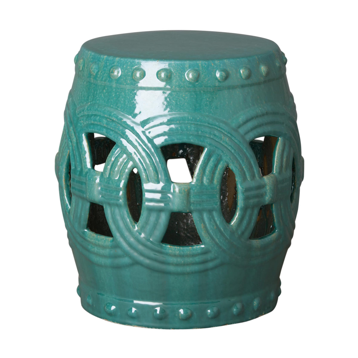 Teal Glazed Garden Stool U3126