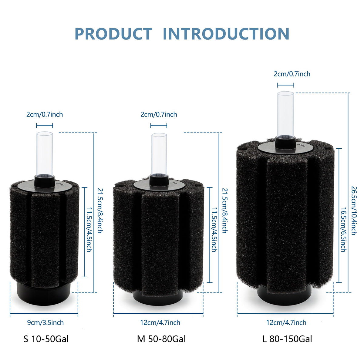 150 Gal Aquarium Sponge Filter with Air Stone Y6778
