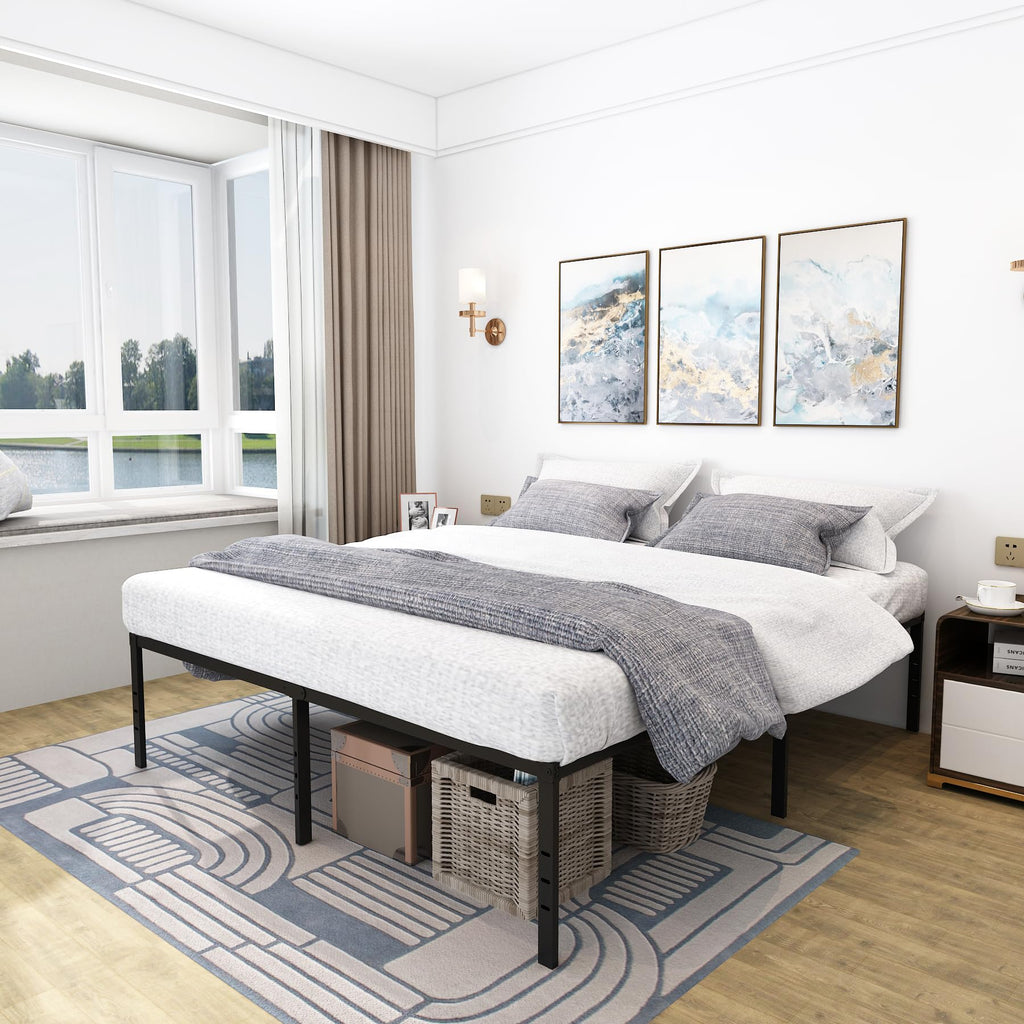 Queen Size 18 Inch Metal Platform Bed Frame D437557