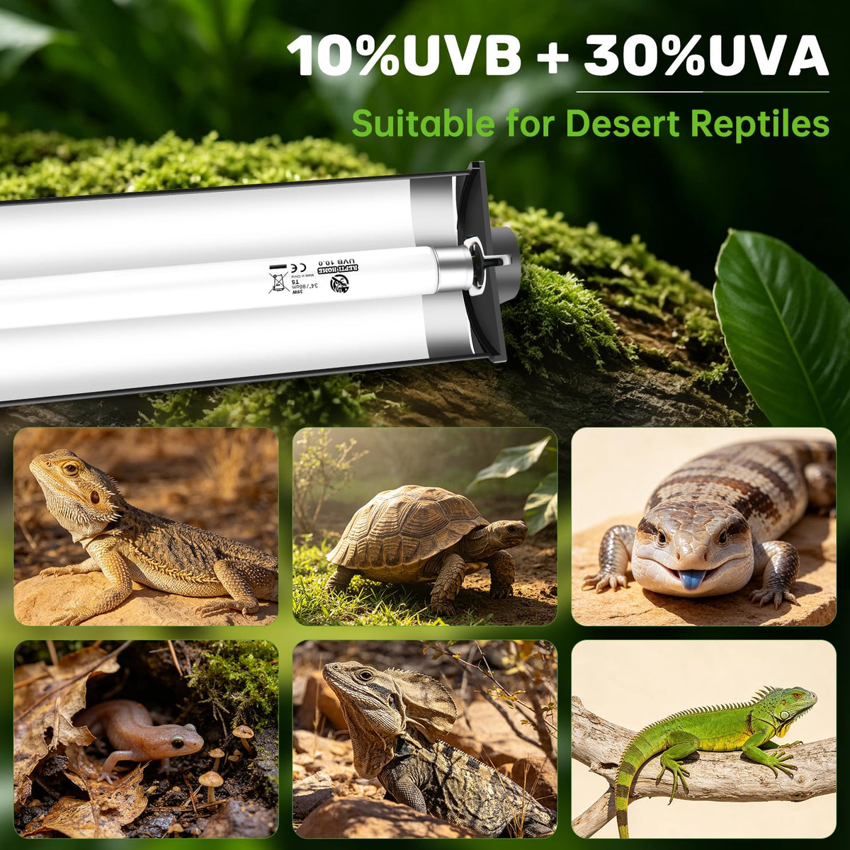 39W 10.0 UVA UVB Reptile Light Fixture E4134
