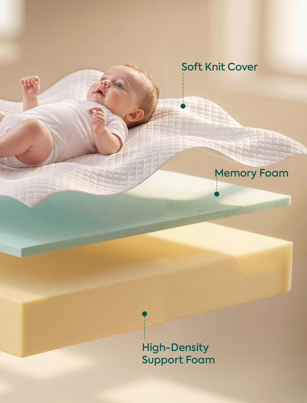 Dual-Sided Memory Foam Waterproof Crib Mattress G41305