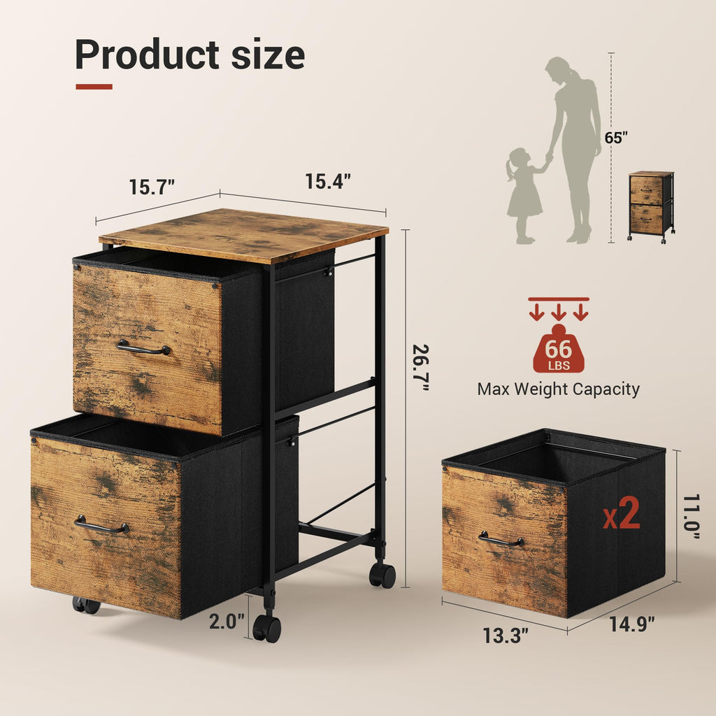 2 Drawer Mobile File Cabinet K669