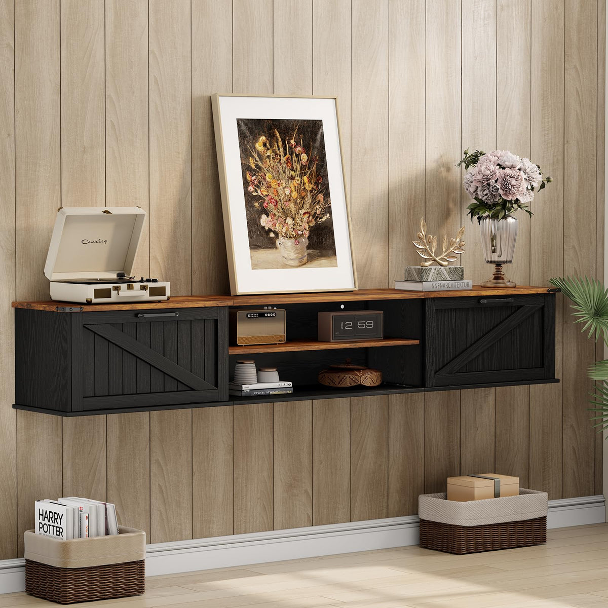 70" Black Floating TV Stand M223702