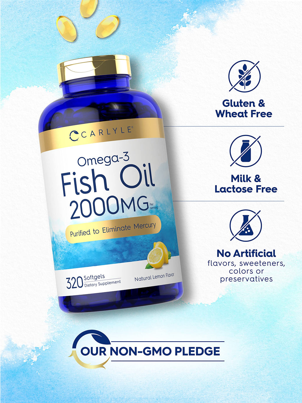Fish Oil Omega 3 Supplements 2000mg 320 Softgels EPA & DHA U810
