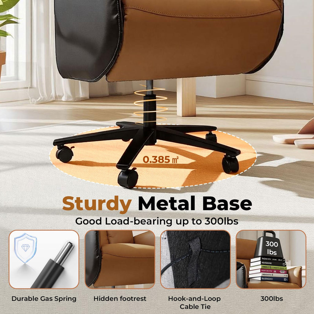 Executive Office Chair with Footrest, PU Leather, 300LBS Capacity T579234