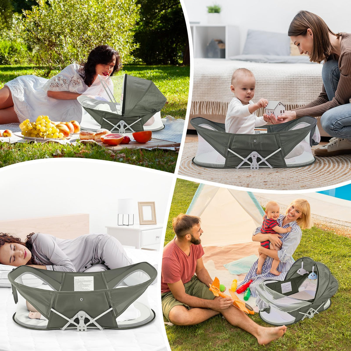 Portable Baby Bassinet with Mosquito Net & Sunshade L43072