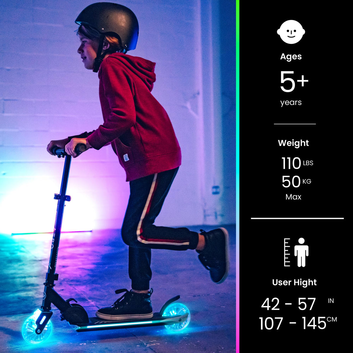 Two-Wheel Kick Scooter for Kids 5-8 with RGB Lights L921361