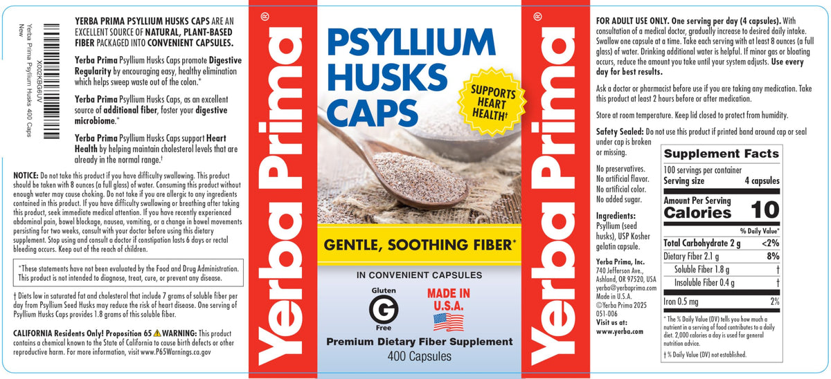 Psyllium Husks Caps 400 Capsules P11174
