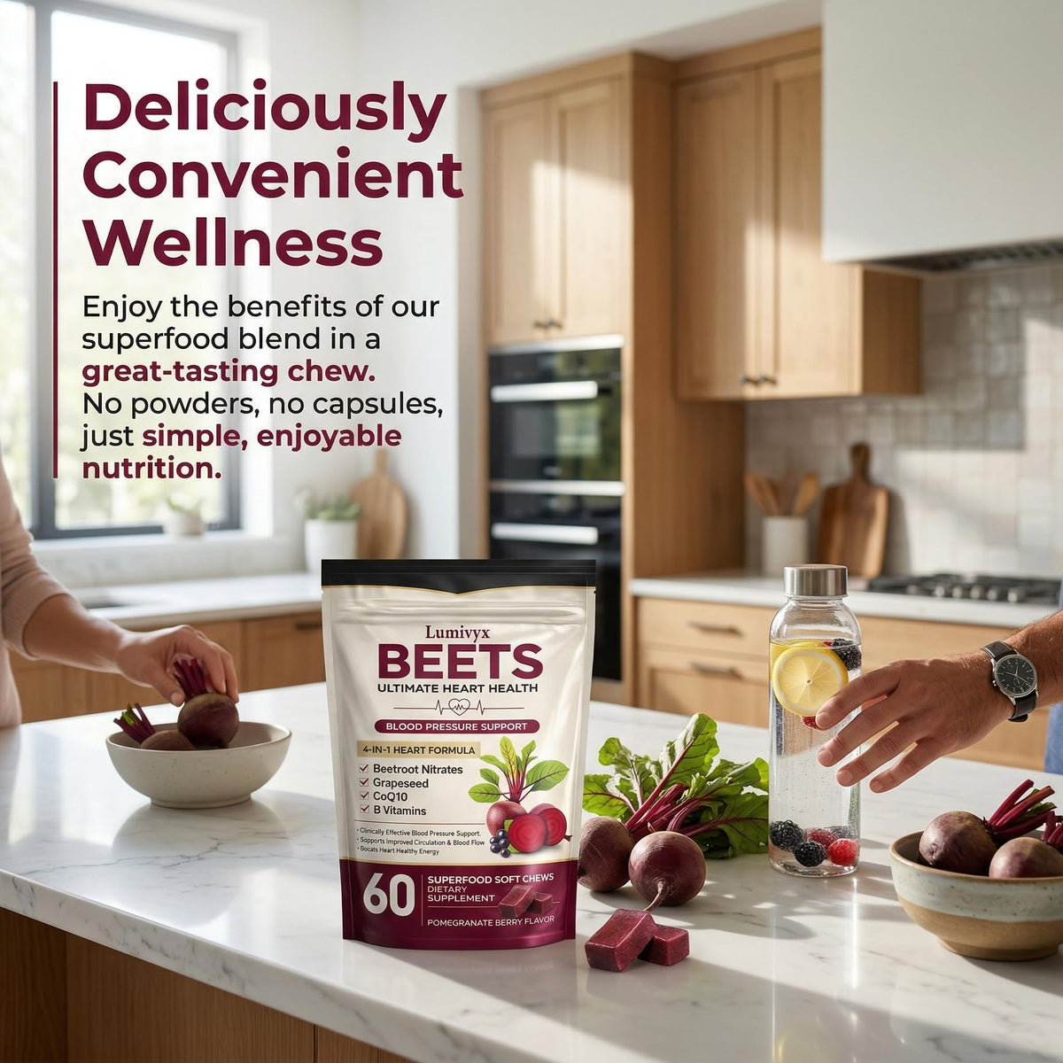 Beet Chews with Grape Seed Extract & CoQ10 - 60 Chews T786