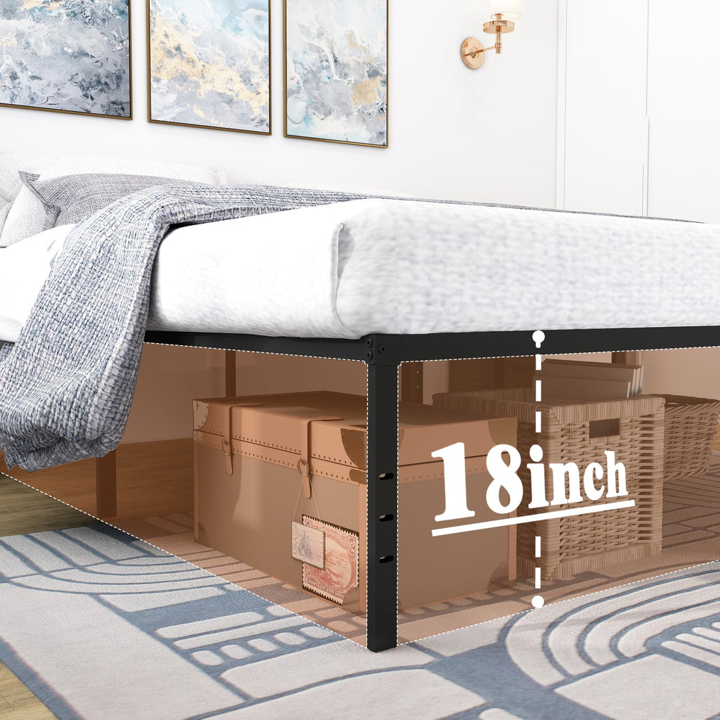 Queen Size 18 Inch Metal Platform Bed Frame D437557