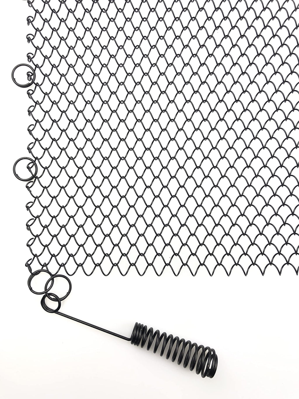 Black Fireplace Mesh Screen Curtain, Two Panels U3294