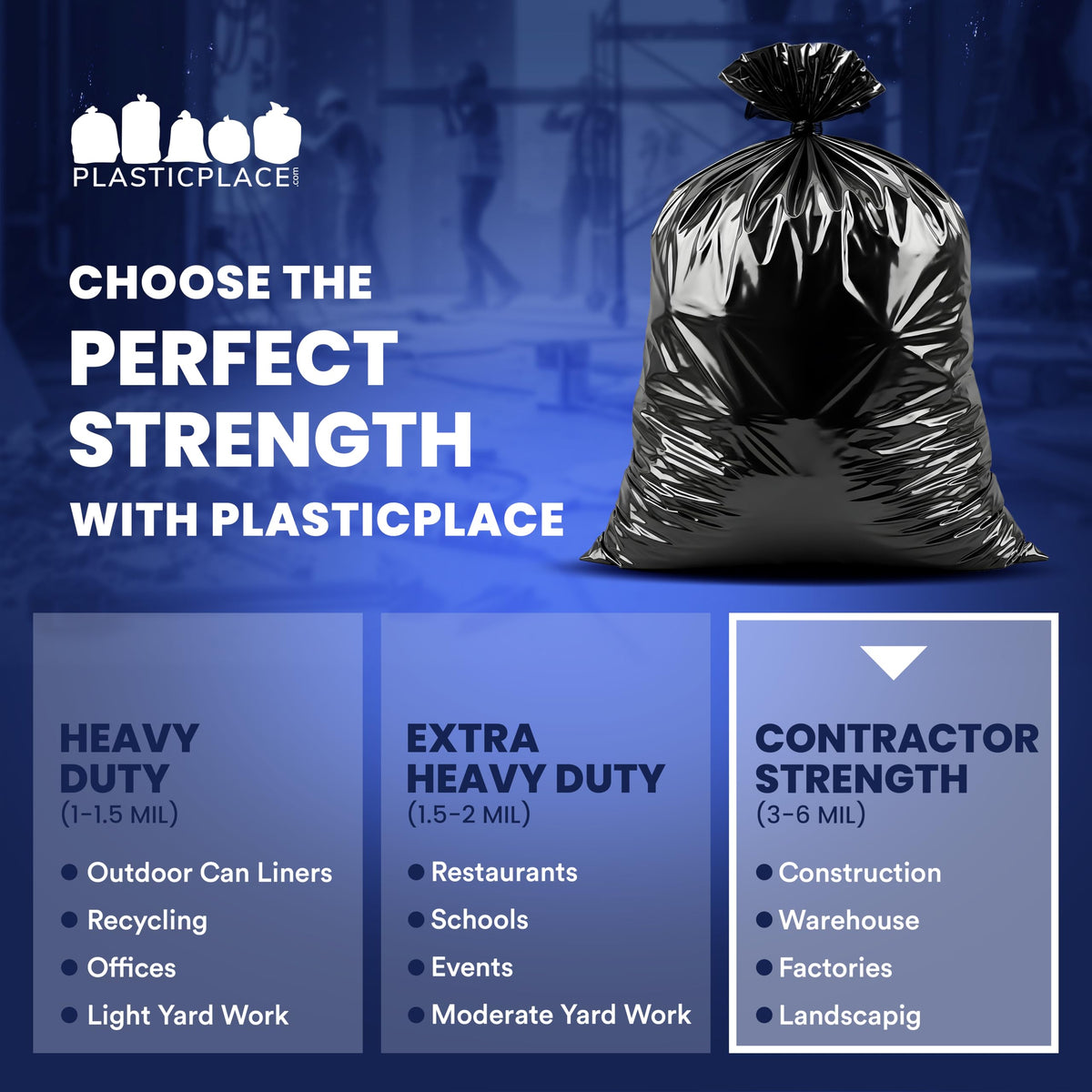 Black Heavy Duty 40-45 Gallon Trash Bags 3.0 Mil 50 Count W251