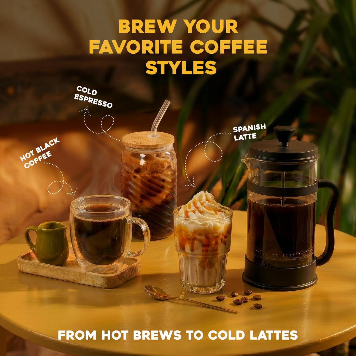 Borosilicate Glass French Press Coffee Maker 34 Oz C699979