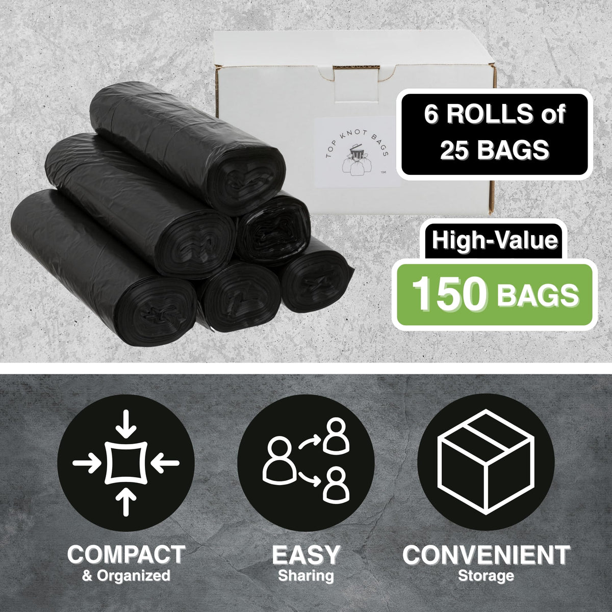 45 Gallon Black Trash Bag 150 Count Can Liner H266
