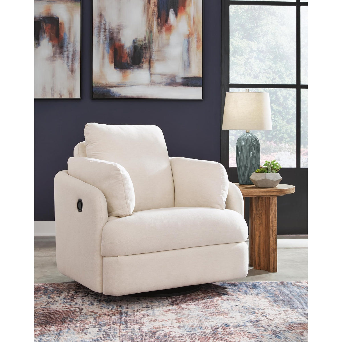Beige Swivel Glider Recliner Rocking Chair N36876