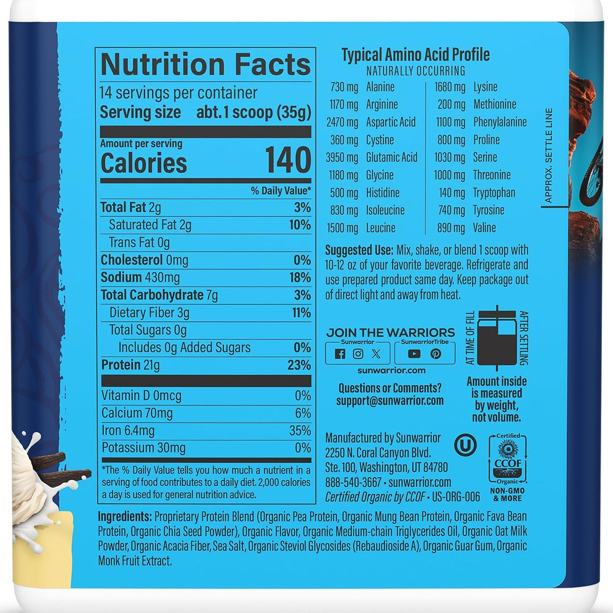 Organic Vanilla Protein 17.44 OZ L116