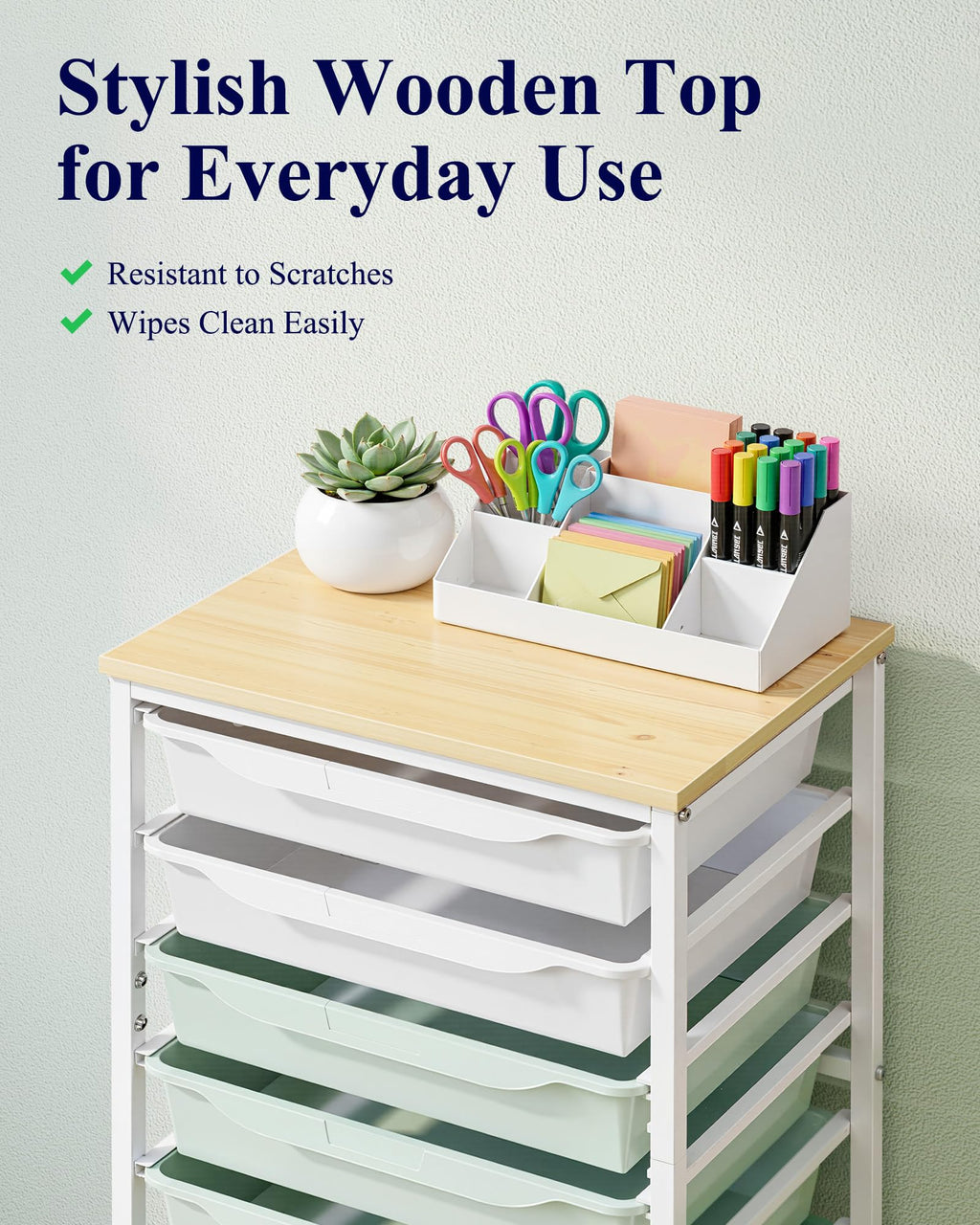 Green 8 Drawer Rolling Storage Cart W3204