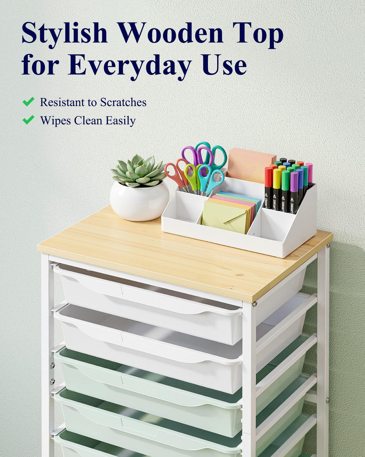 Green 8 Drawer Rolling Storage Cart W3204
