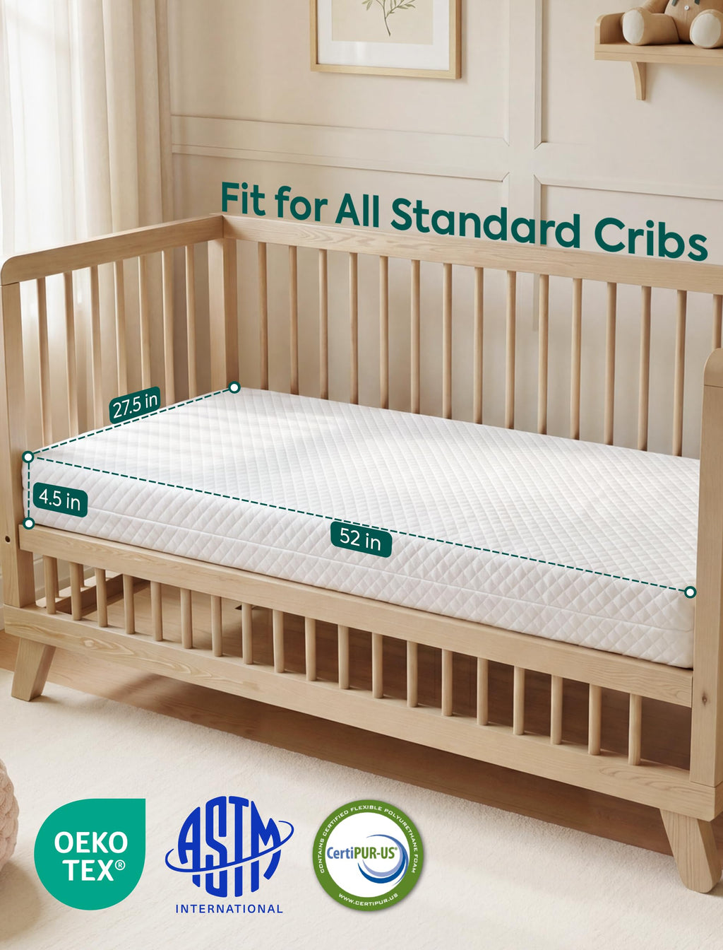 Dual-Sided Memory Foam Waterproof Crib Mattress G41305