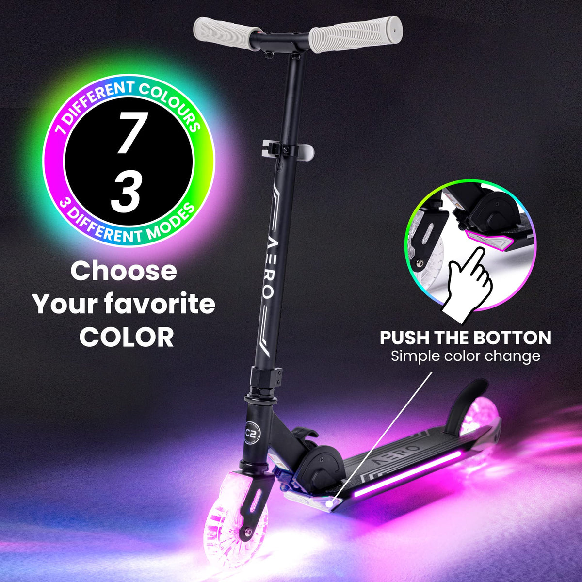Two-Wheel Kick Scooter for Kids 5-8 with RGB Lights L921361