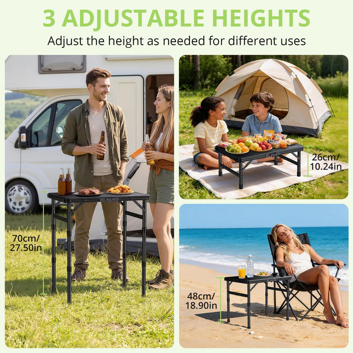 2ft Adjustable Folding Camping Table P2009