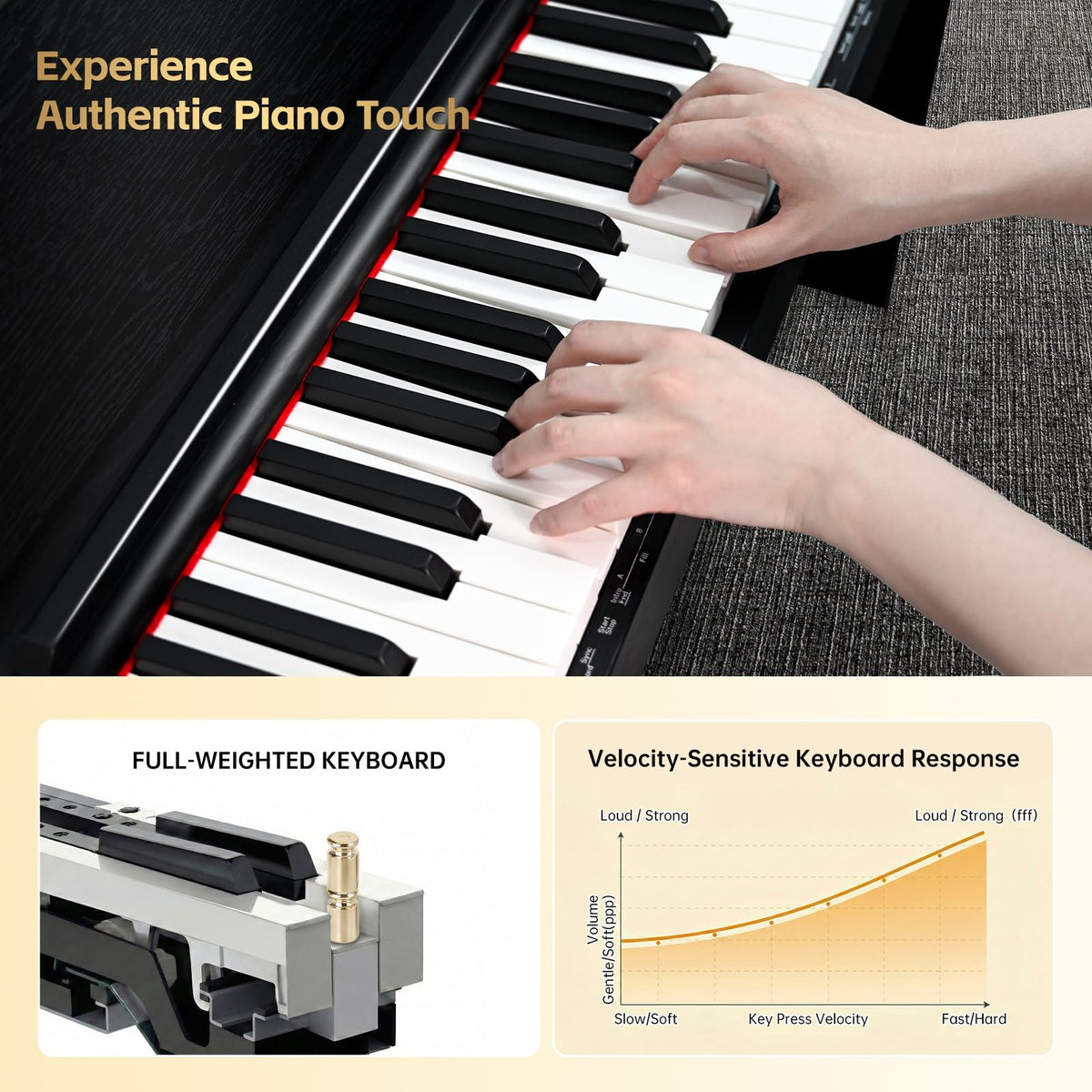 88 Key Weighted Digital Piano with Furniture Stand and Triple Pedal C95874