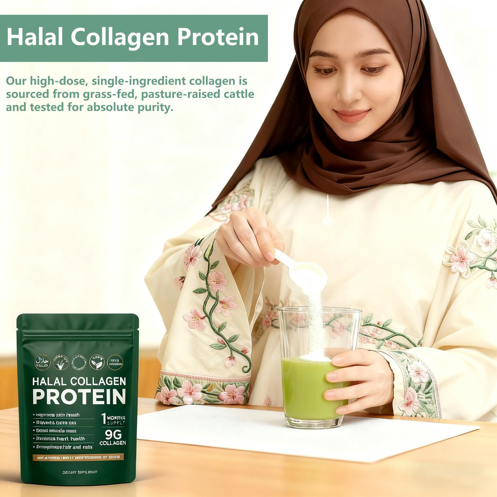 Halal Collagen Protein Powder, Grass Fed Organic Hydrolyzed Peptides, Unflavoured, 30 Servings I880256