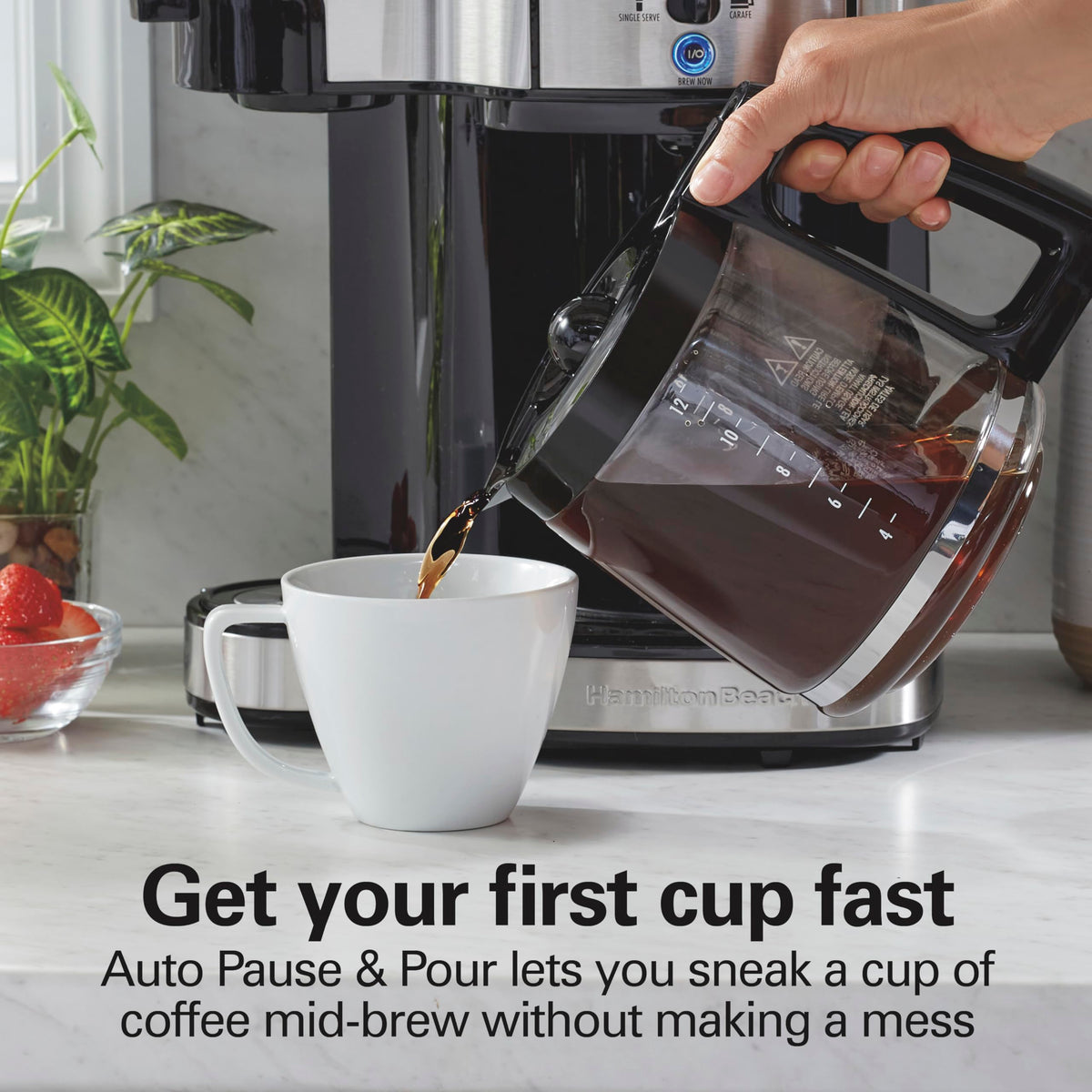 2-Way Coffee Maker, Single-Serve and 12-Cup Pot, Black/Stainless Steel M90680