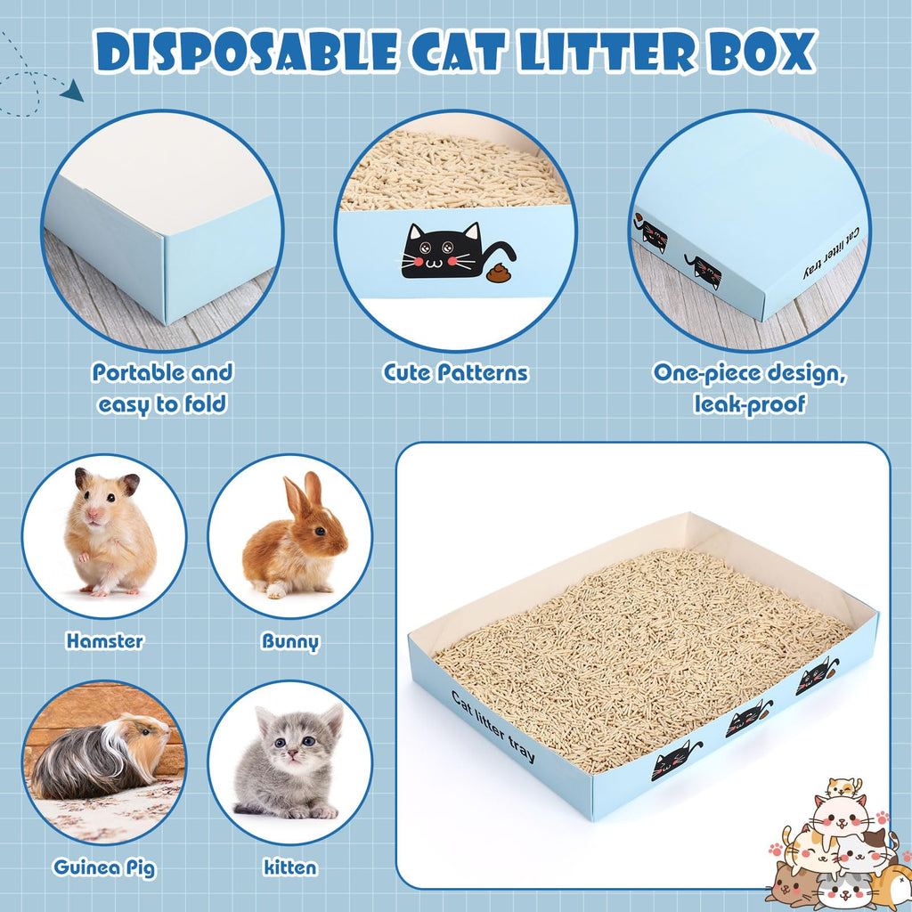 30 Pack Disposable Litter Boxes with Scoop G815