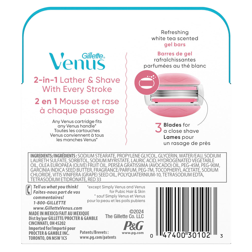 White Tea Razor Refills, 4 Cartridges H776431