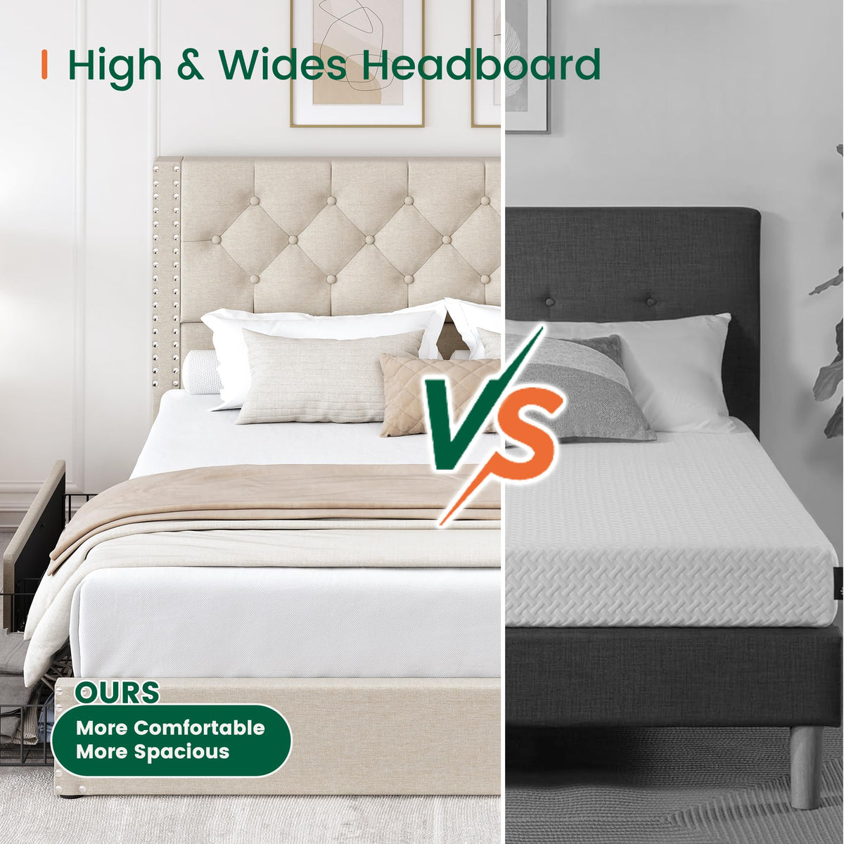 Queen Size Linen Upholstered Platform Bed Frame with 4 Storage Drawers Z54172