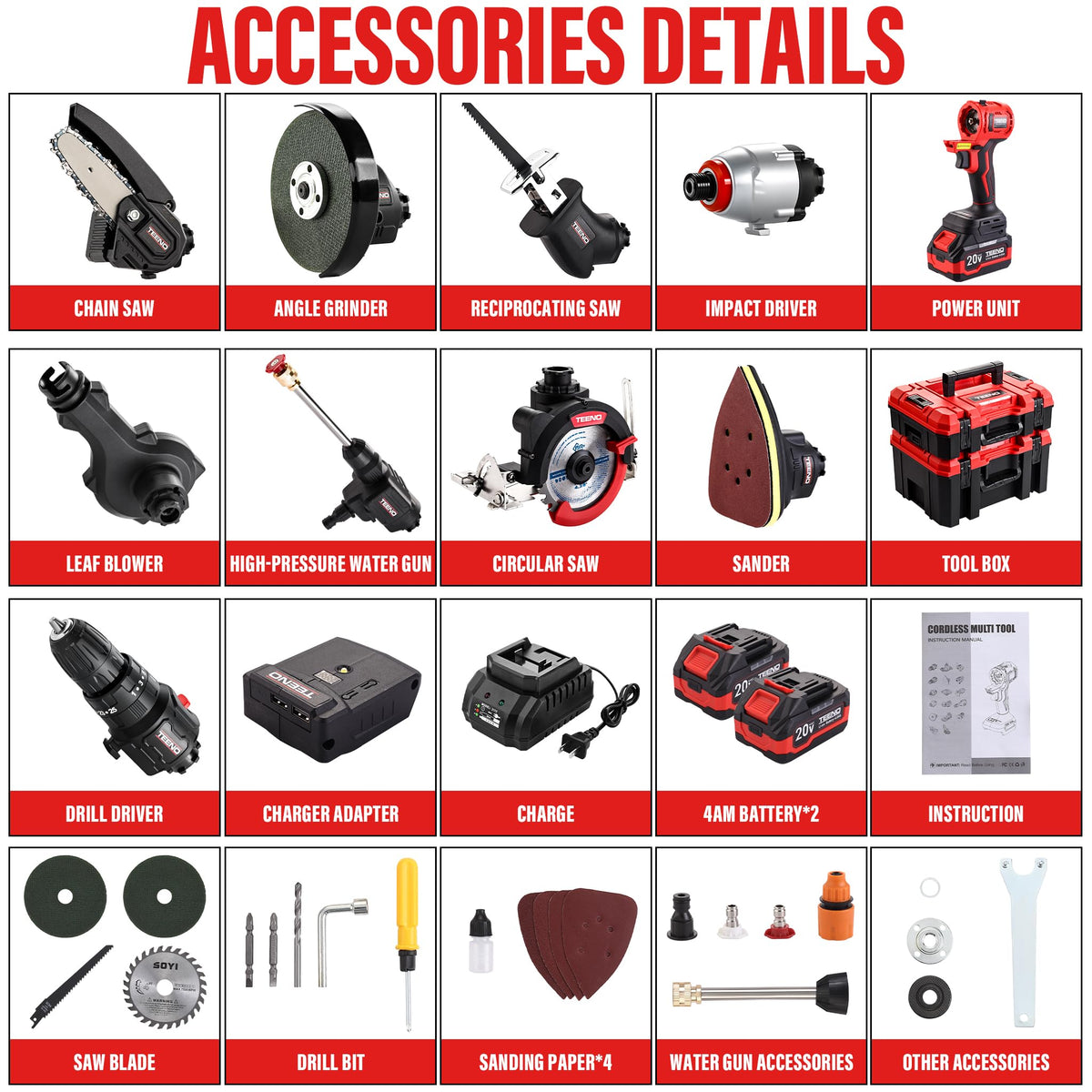 Cordless Brushless 9-in-1 Power Tool Combo Kit F5308