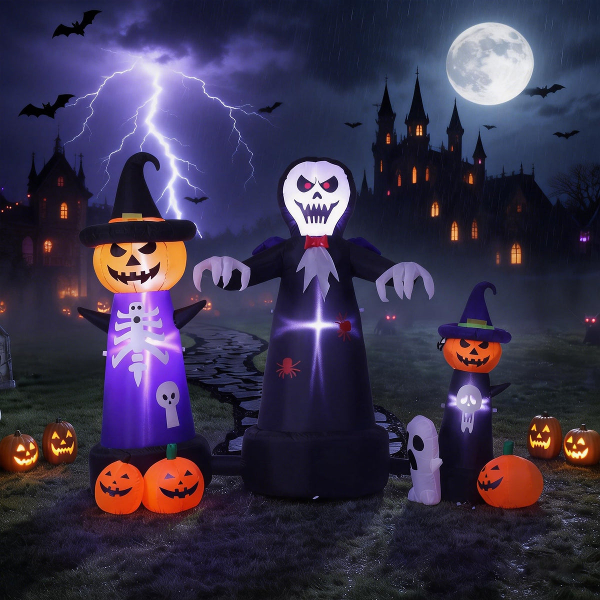 9FT Halloween Inflatable Grim Reaper with Built-in LED Light K5125