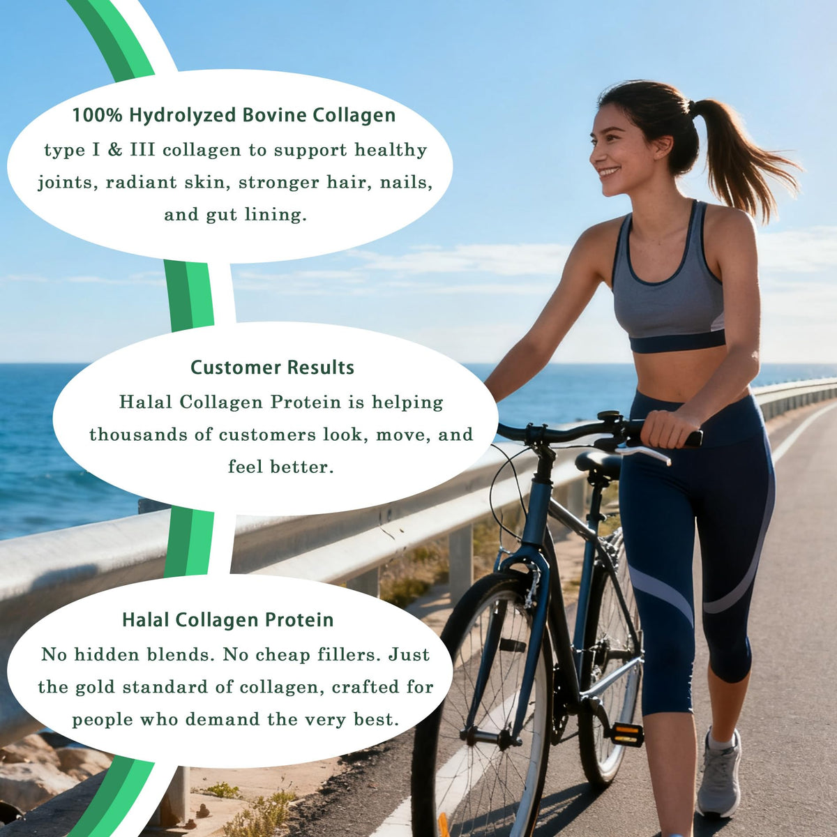 Halal Collagen Protein Powder, Grass Fed Organic Hydrolyzed Peptides, Unflavoured, 30 Servings I880256
