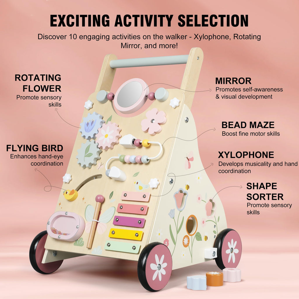 Wooden Baby Walker with Activity Center O6730