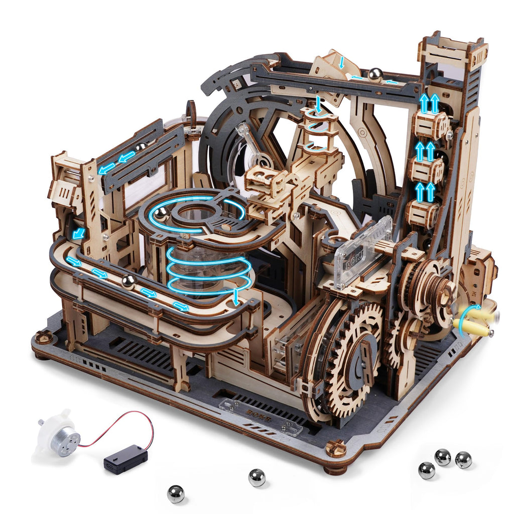 Motorized Wooden 3D Puzzle Marble Run Model R440