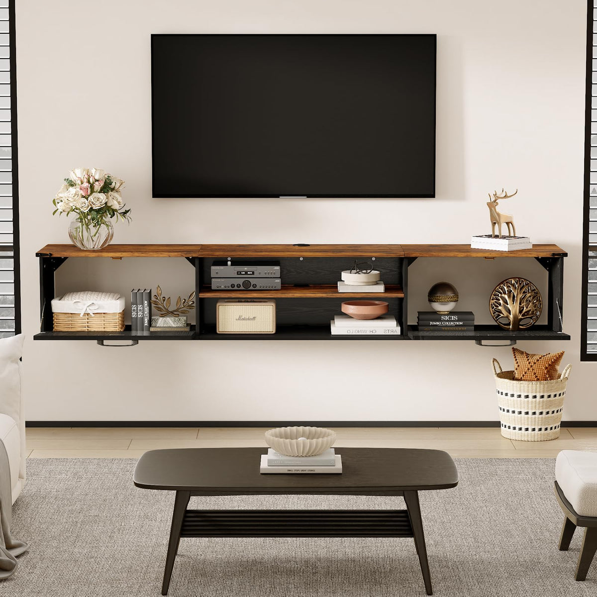 70" Black Floating TV Stand M223702
