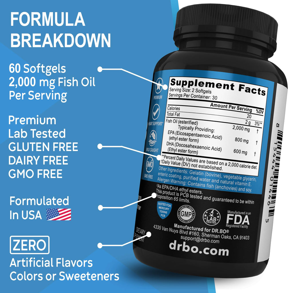 Omega 3 Fish Oil 2000mg EPA DHA 60 Softgels Z1846