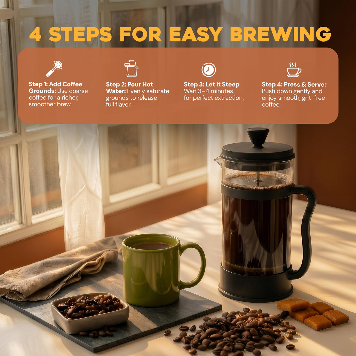 Borosilicate Glass French Press Coffee Maker 34 Oz C699979