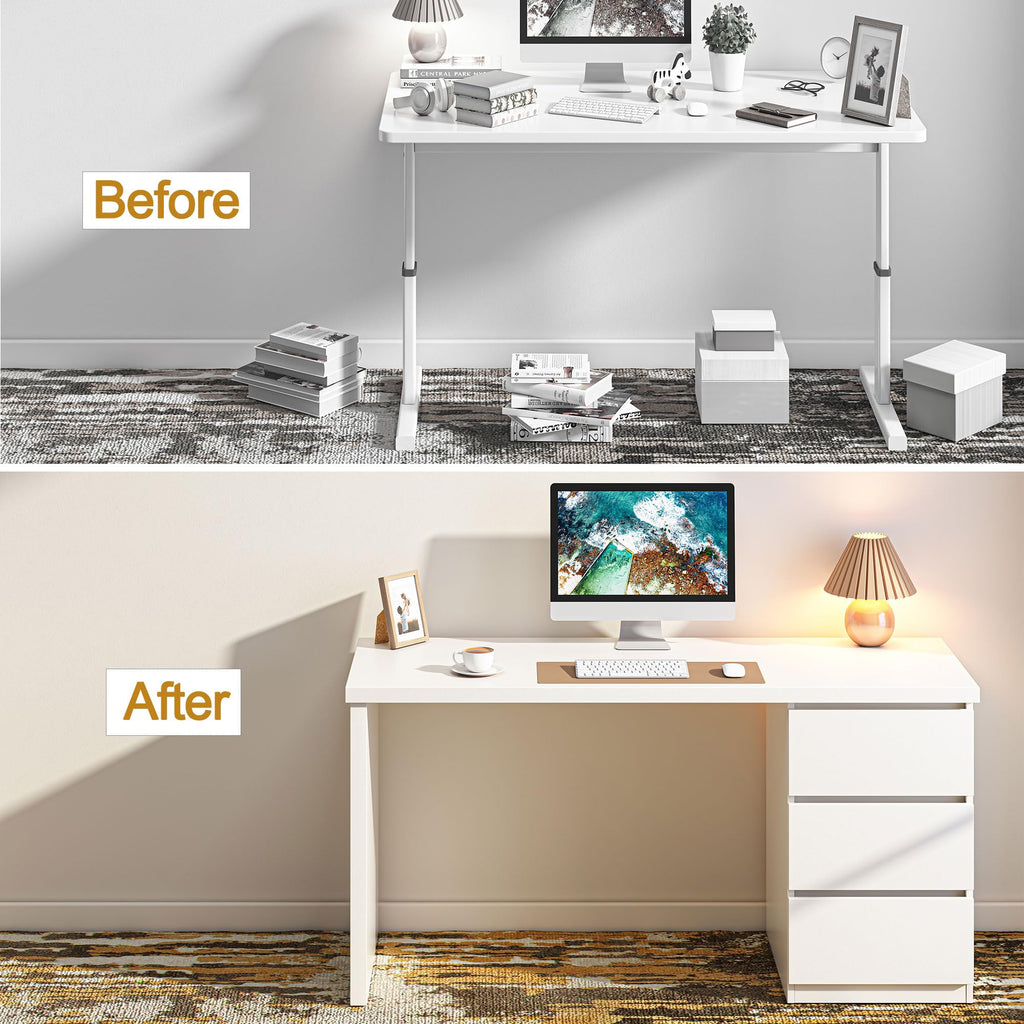 White Desk with Drawers D448507