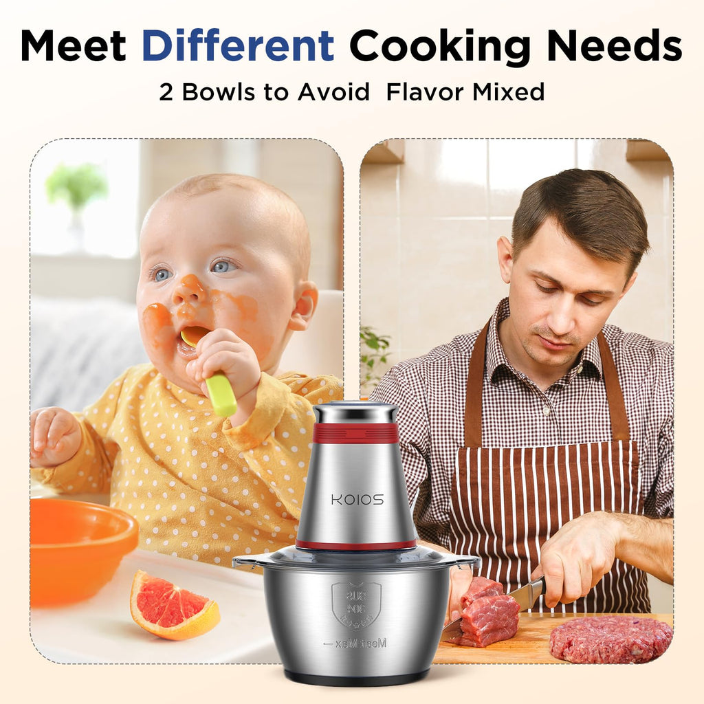 500W Electric Food Processor with 2 Bowls M84684