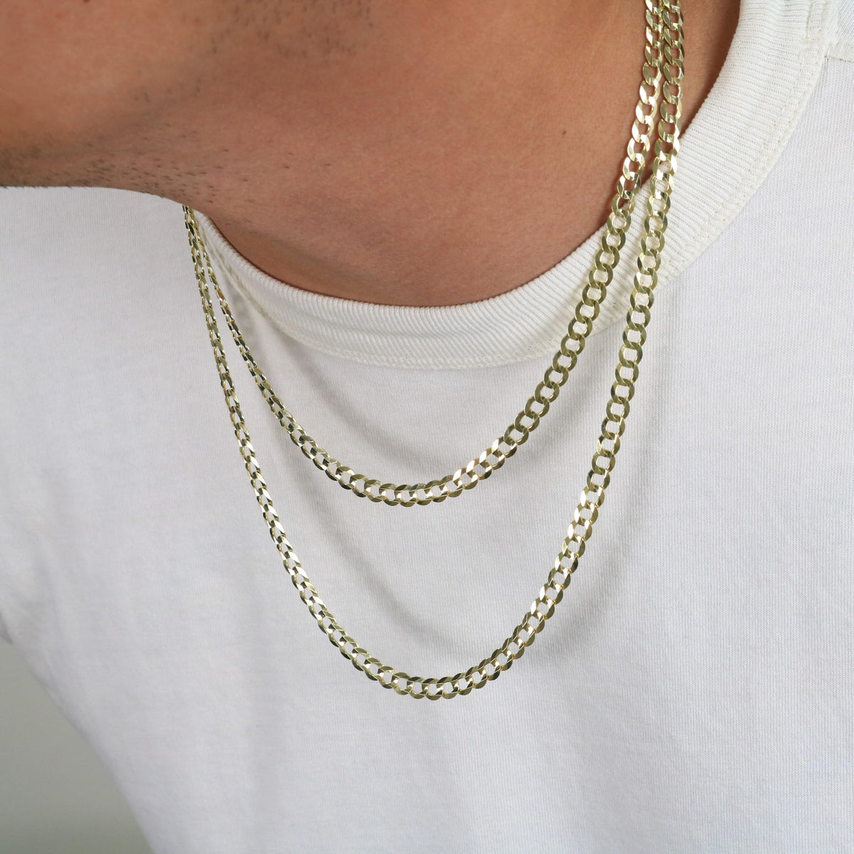 10k Yellow Gold Cuban Curb Link Chain Necklace E3907