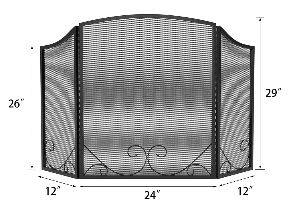 Black Wrought Iron Fireplace Screen P12288
