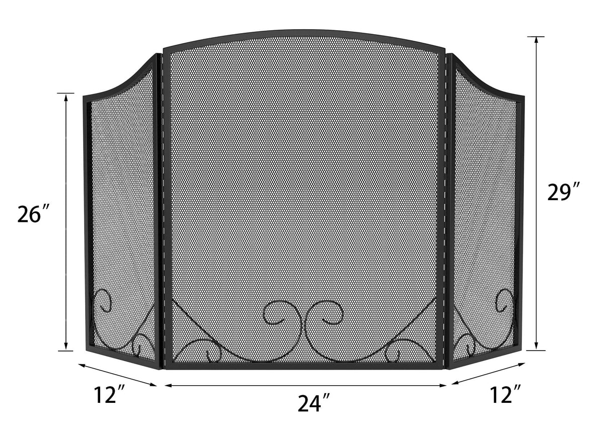 Black Wrought Iron Fireplace Screen P12288